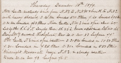 18 December 1879 journal entry